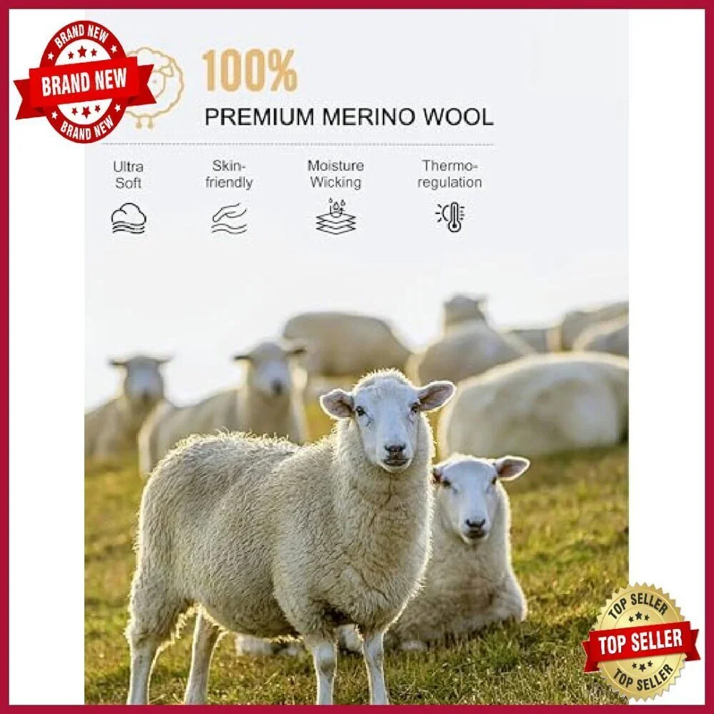 Men's Merino Wool Base Layer Set - Thermal Top & Bottom - Winter Activewear